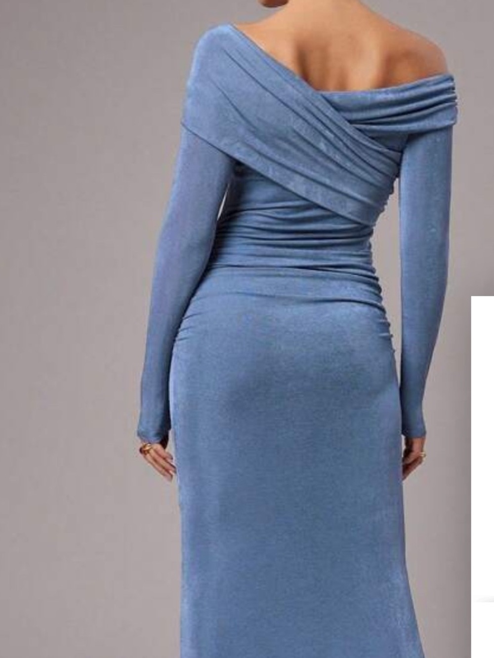 Light Blue Off-Shoulder Ruched Midi Dress - Picture 2 of 2